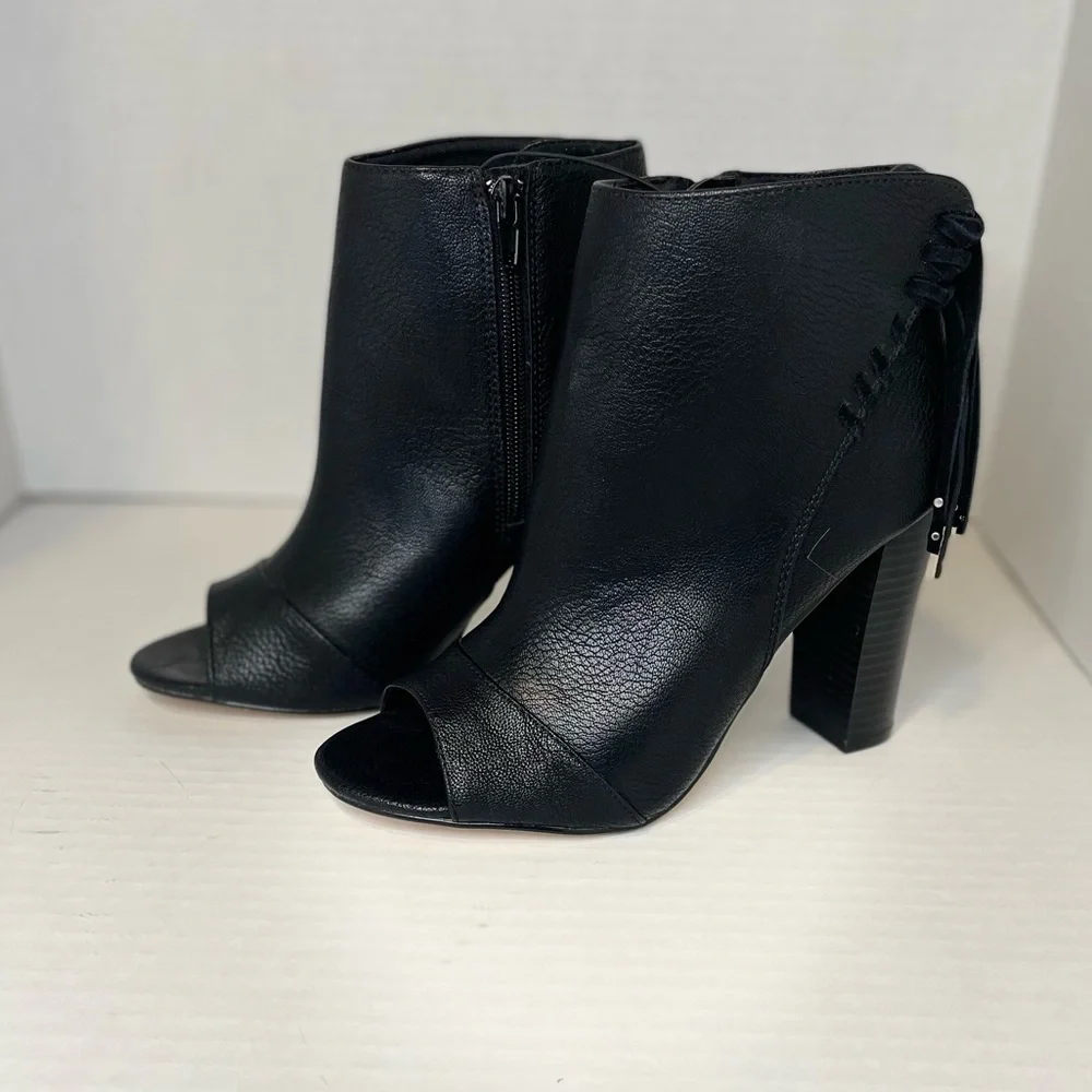 Whipstitch Fringe Open Toe Booties - Picture 5 of 5